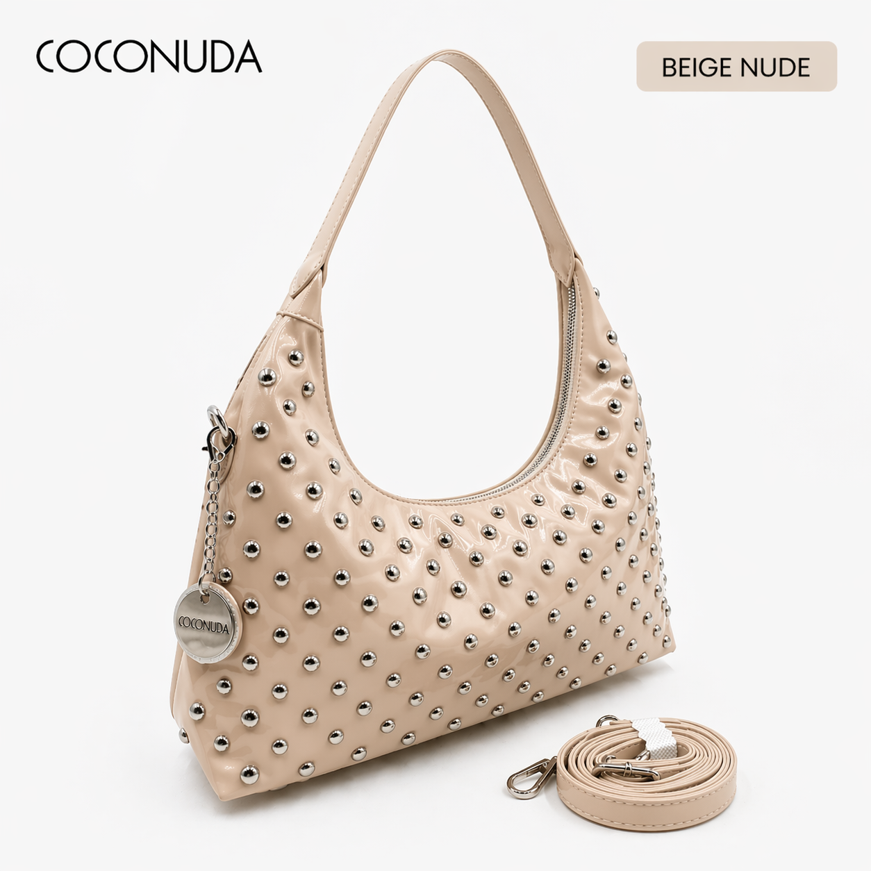 COCONUDA Borsa a Spalla Borchiata Donna
