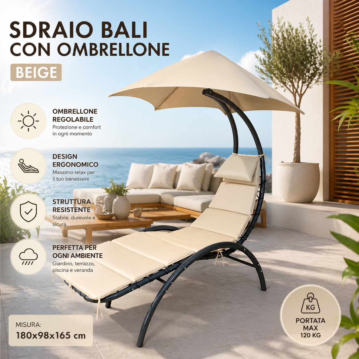 Sdraio Bali con Ombrellone