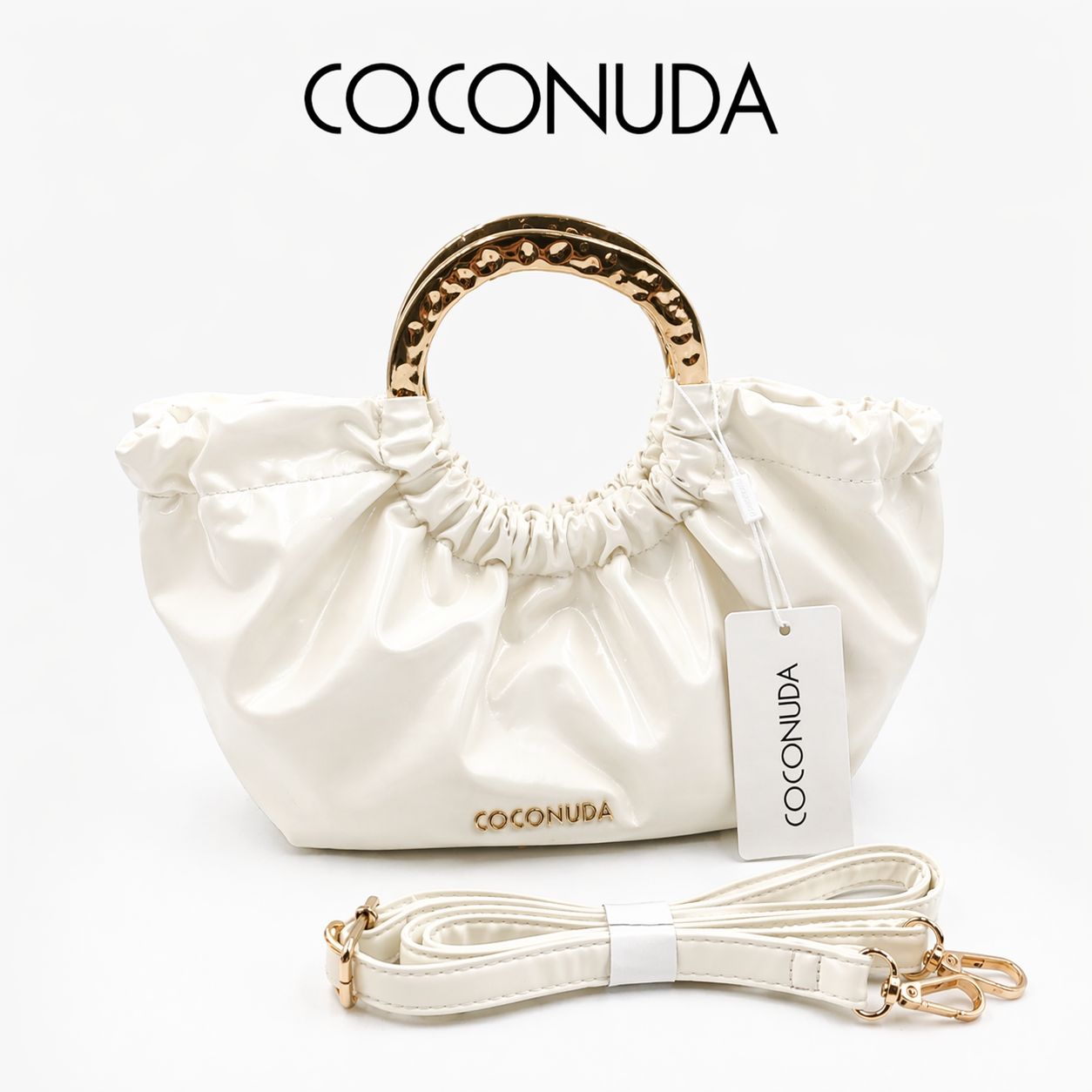 Borsa Donna COCONUDA con Manico Oro – Mini Bag Elegante con Tracolla