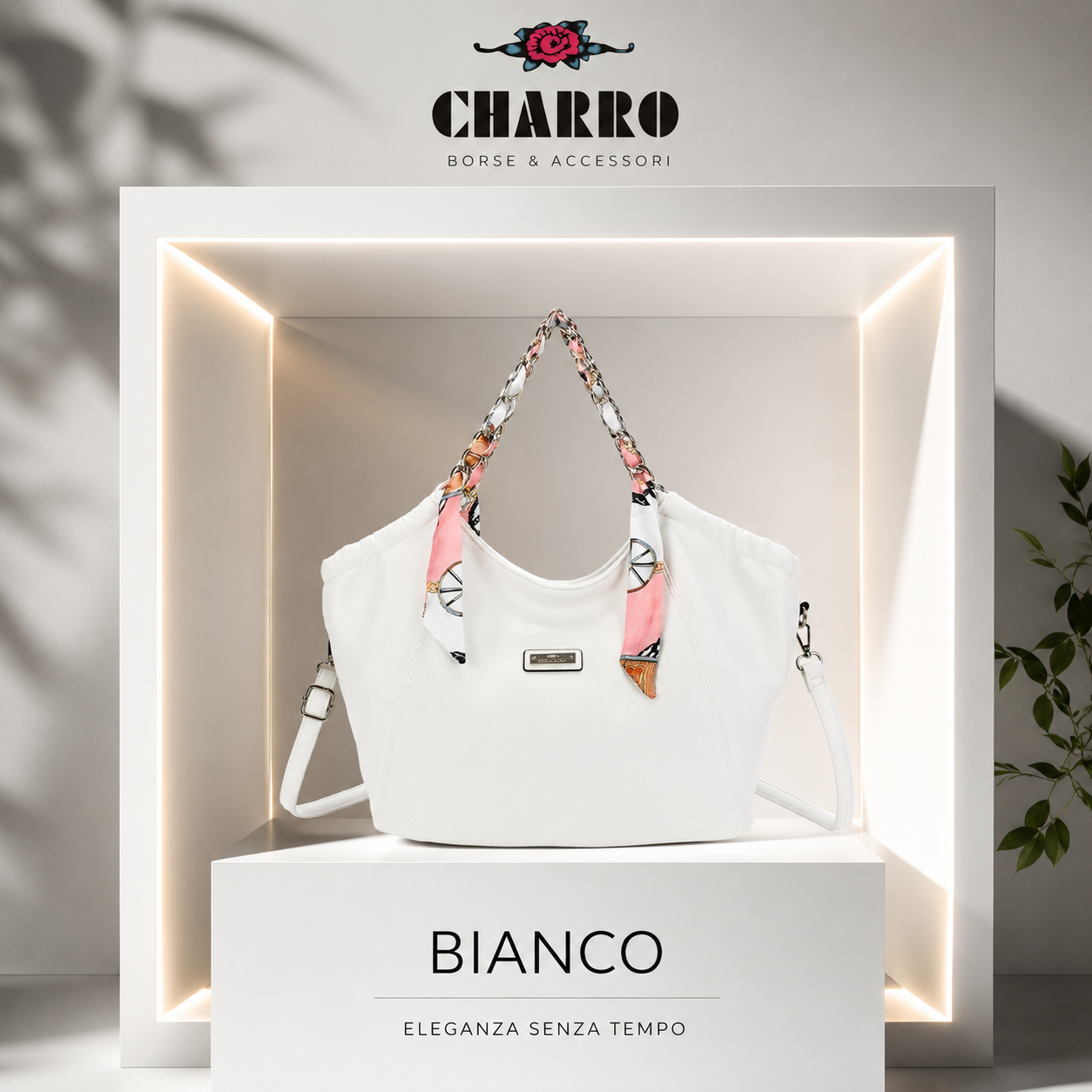 CHARRO Borsa Shopper Elegante Donna con Foulard Decorativo