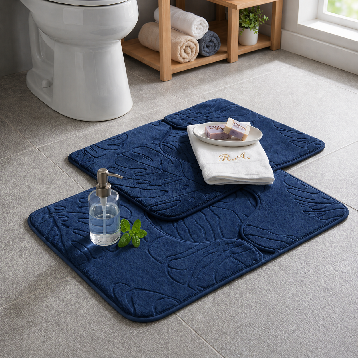 Set Tappeti Bagno Memory Foam Antiscivolo