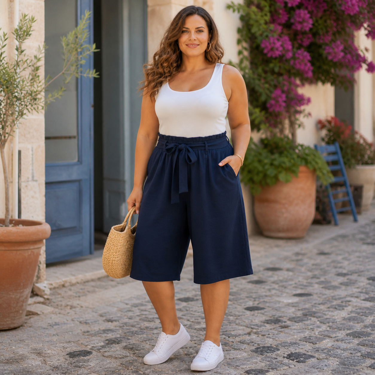 Pantalone Palazzo Corto Curvy – Tessuto Leggero