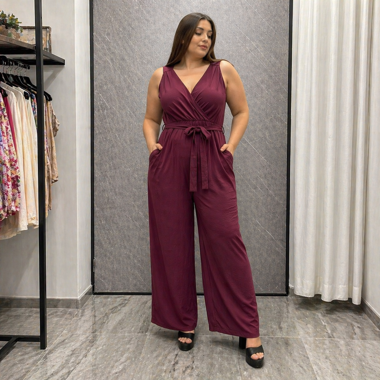 Tuta Jumpsuit Curvy con Cintura