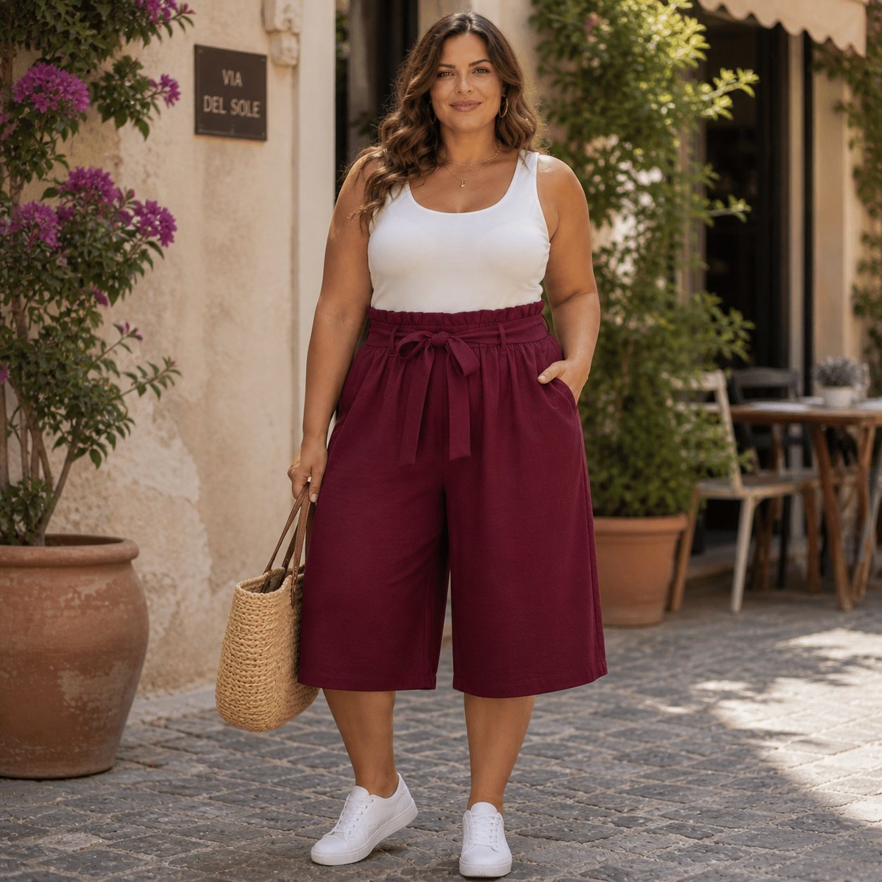 Pantalone Palazzo Corto Curvy – Tessuto Leggero