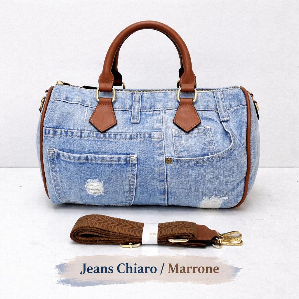 Bauletto in denim del marchio Andrea Massi
