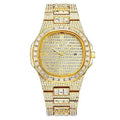 OROLOGIO POLSO DONNA ACCIAIO MODA BRILLANTINI STRASS CALENDARIO ANALOGICO DORATO