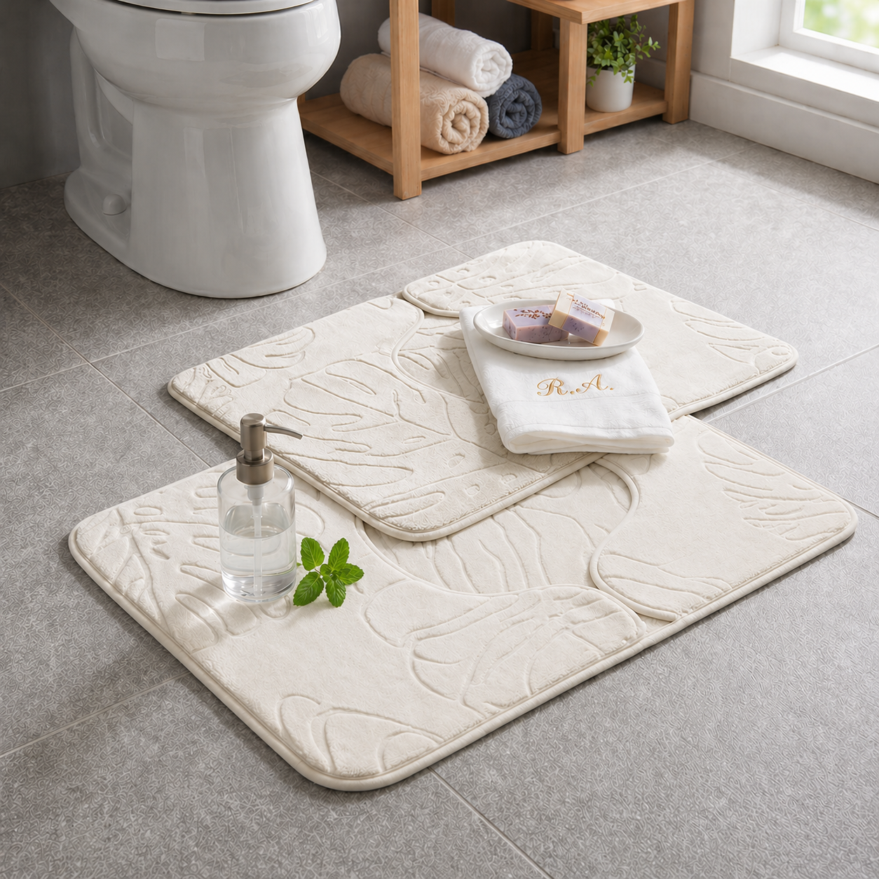 Set Tappeti Bagno Memory Foam Antiscivolo