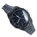 OROLOGIO DA POLSO ACCIAIO STRASS ANALOGICO BRILLANTINI CALENDARIO ELEGANTE NERO