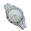 OROLOGIO POLSO ACCIAIO STRASS ANALOGICO BRILLANTINI CALENDARIO ELEGANTE SILVER
