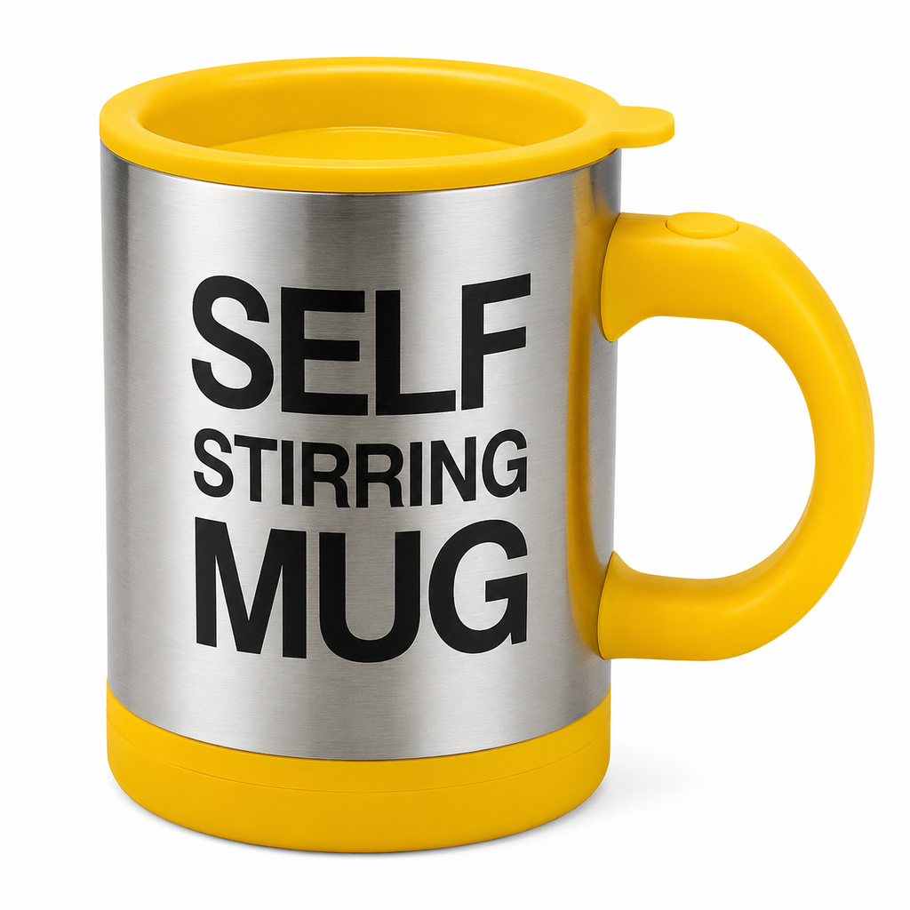 AUTOMATIC SELF STIRRING MUG – Tazza Automatica Mescolante in Acciaio Inox e Plastica