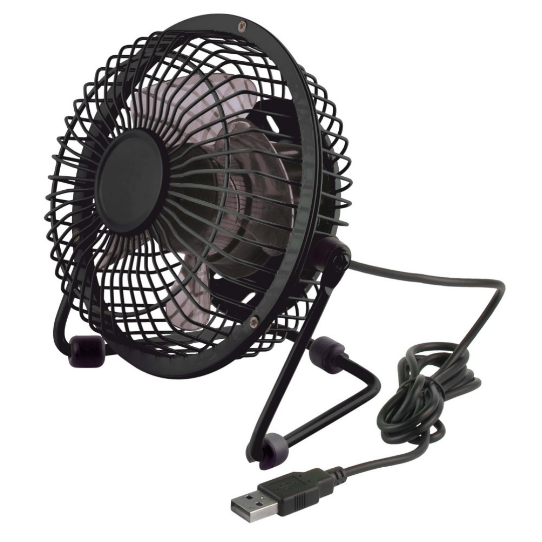 MINI VENTILATORE A PALE FAN USB IN METALLO CON INTERRUTTORE PER PC NOTEBOOK NERO
