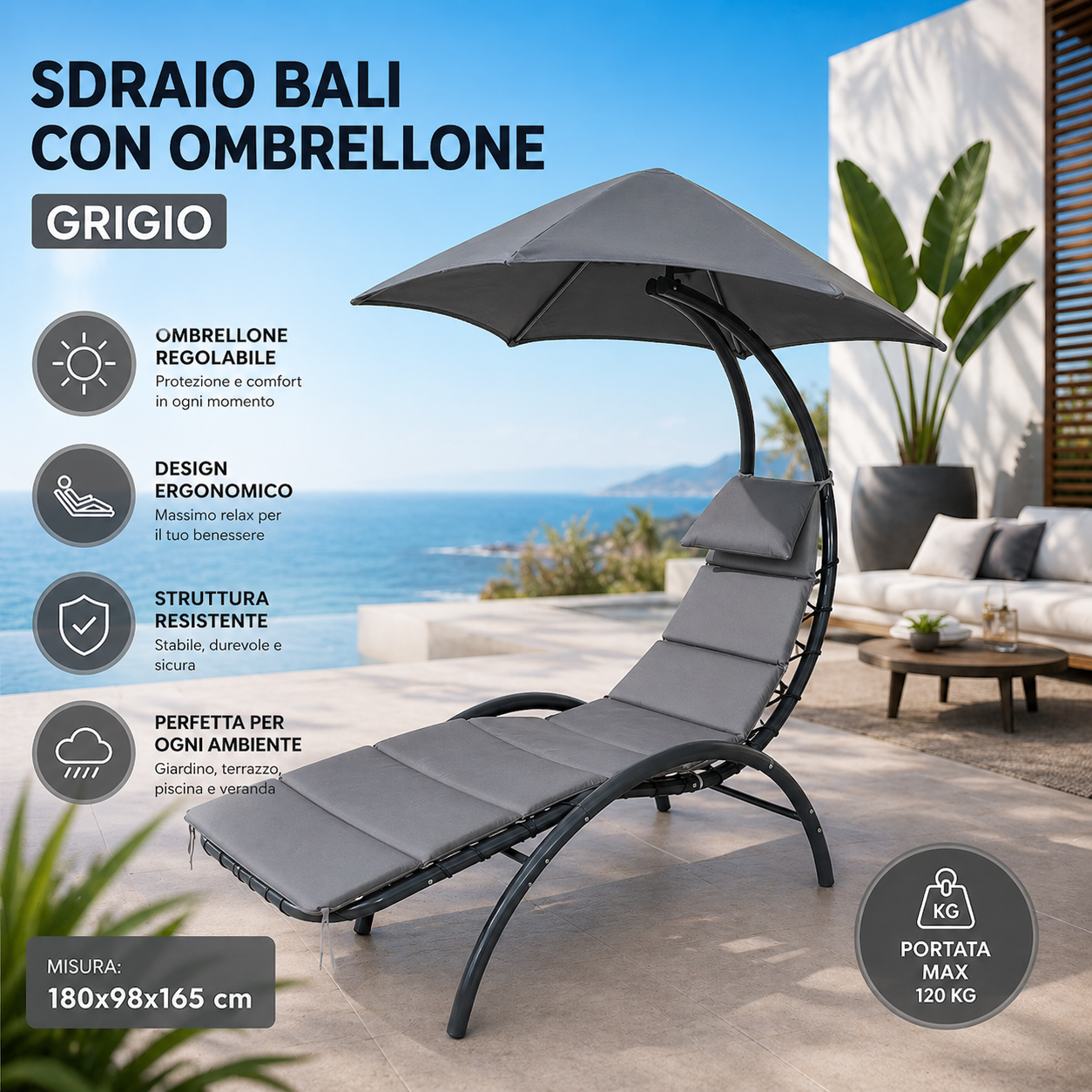 Sdraio Bali con Ombrellone