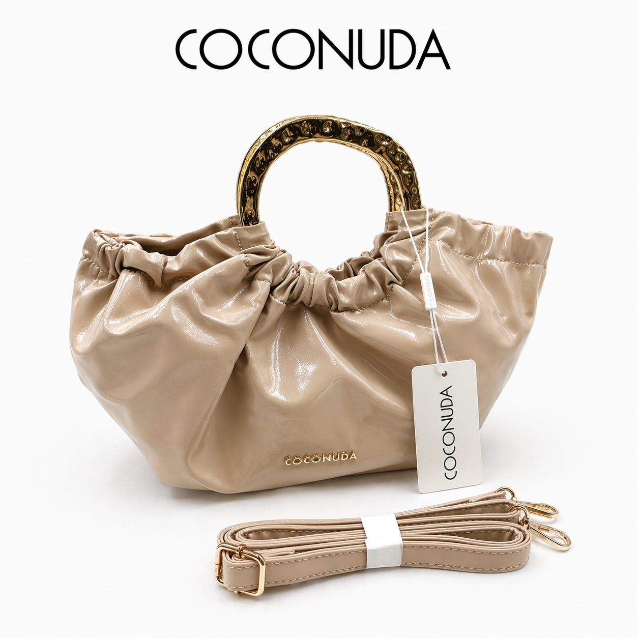 Borsa Donna COCONUDA con Manico Oro – Mini Bag Elegante con Tracolla