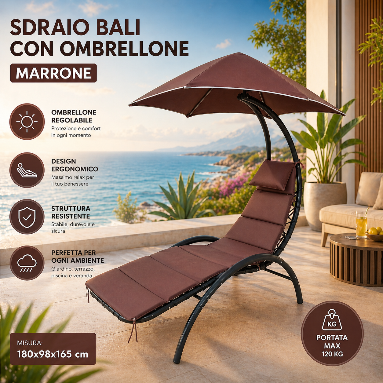 Sdraio Bali con Ombrellone