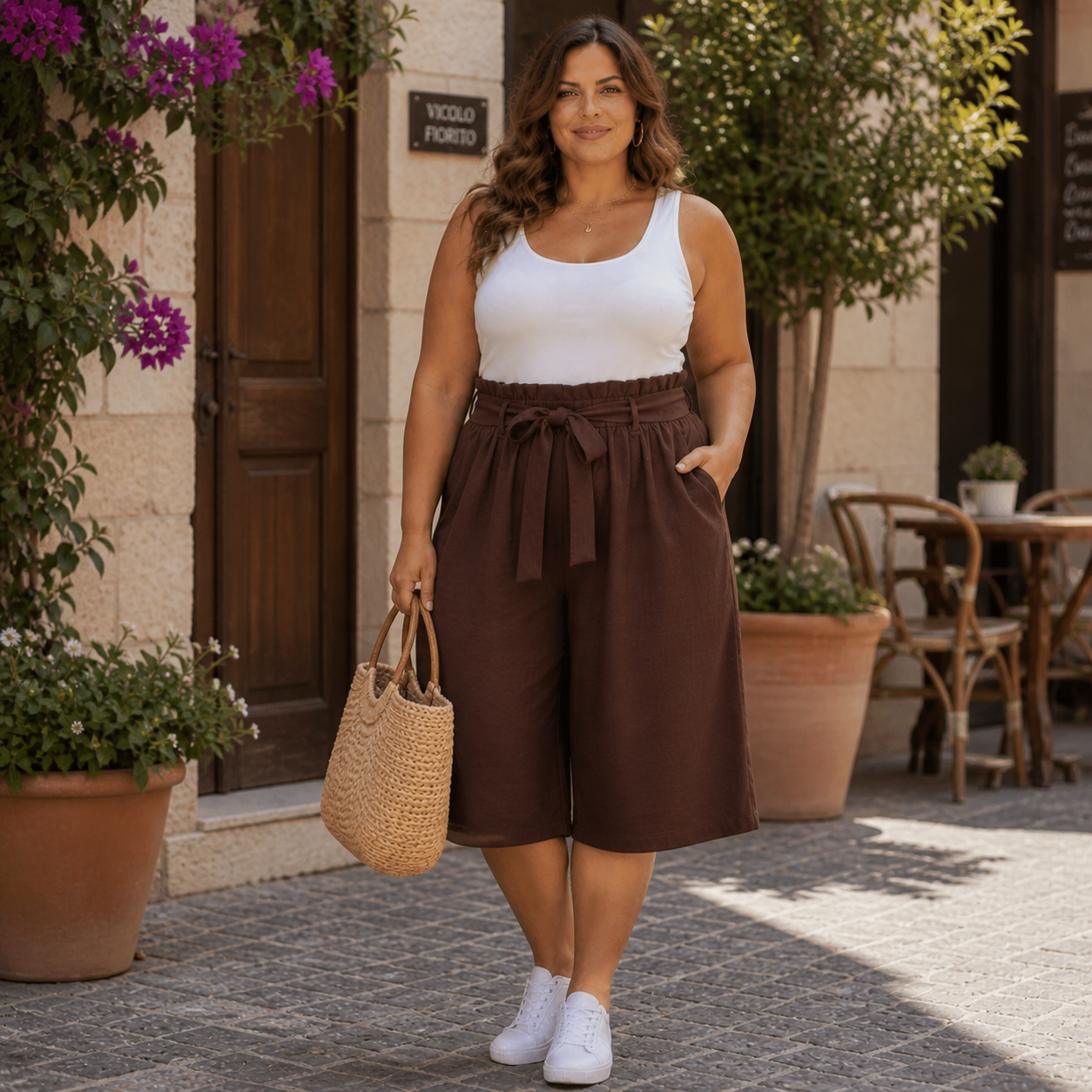 Pantalone Palazzo Corto Curvy – Tessuto Leggero
