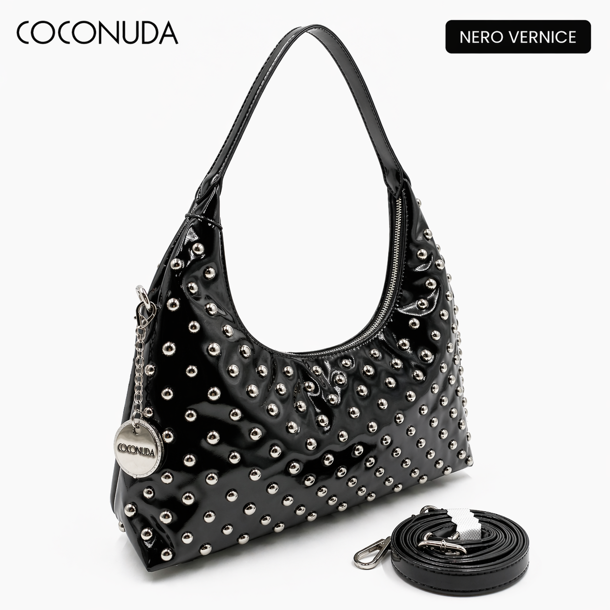 COCONUDA Borsa a Spalla Borchiata Donna