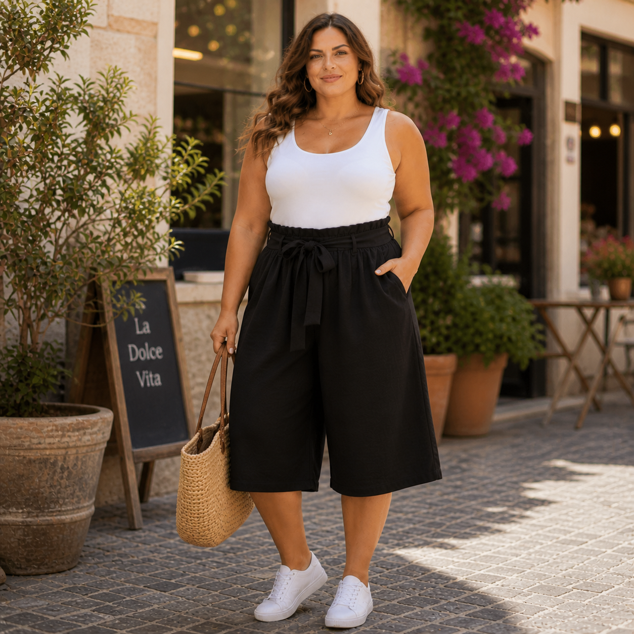Pantalone Palazzo Corto Curvy – Tessuto Leggero