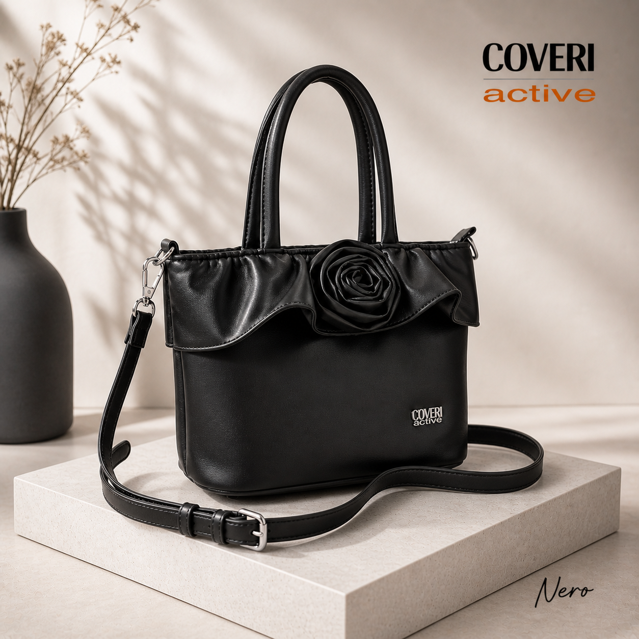 Coveri Active - Borsa Elegante con Dettaglio Fiore e Tracolla