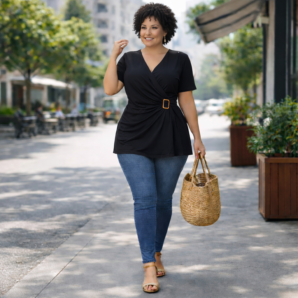 Maglia Curvy Incrociata con Fibbia