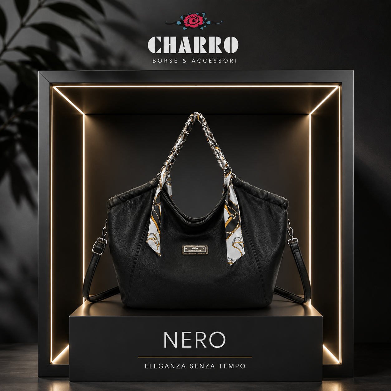 CHARRO Borsa Shopper Elegante Donna con Foulard Decorativo