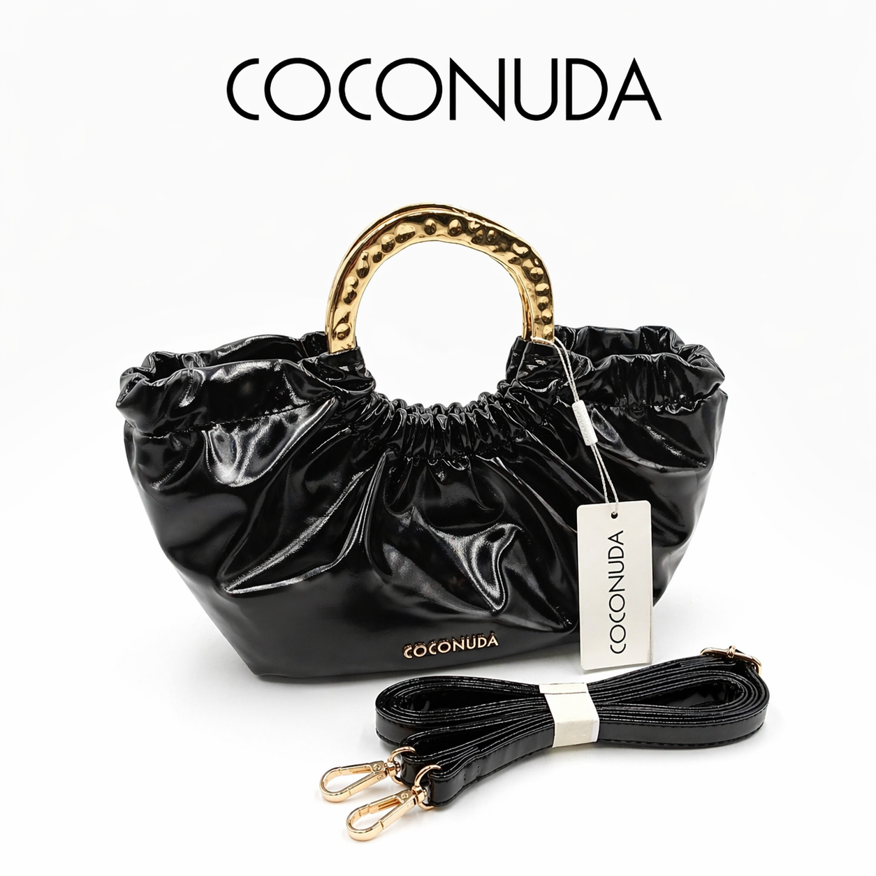 Borsa Donna COCONUDA con Manico Oro – Mini Bag Elegante con Tracolla
