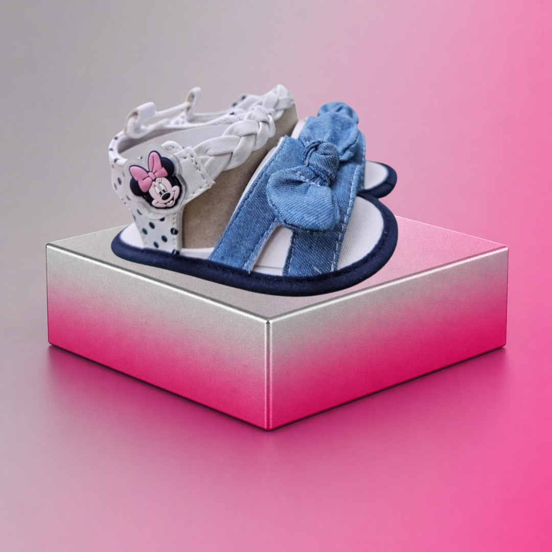 Sandalini Neonata Minnie con Fiocco Denim