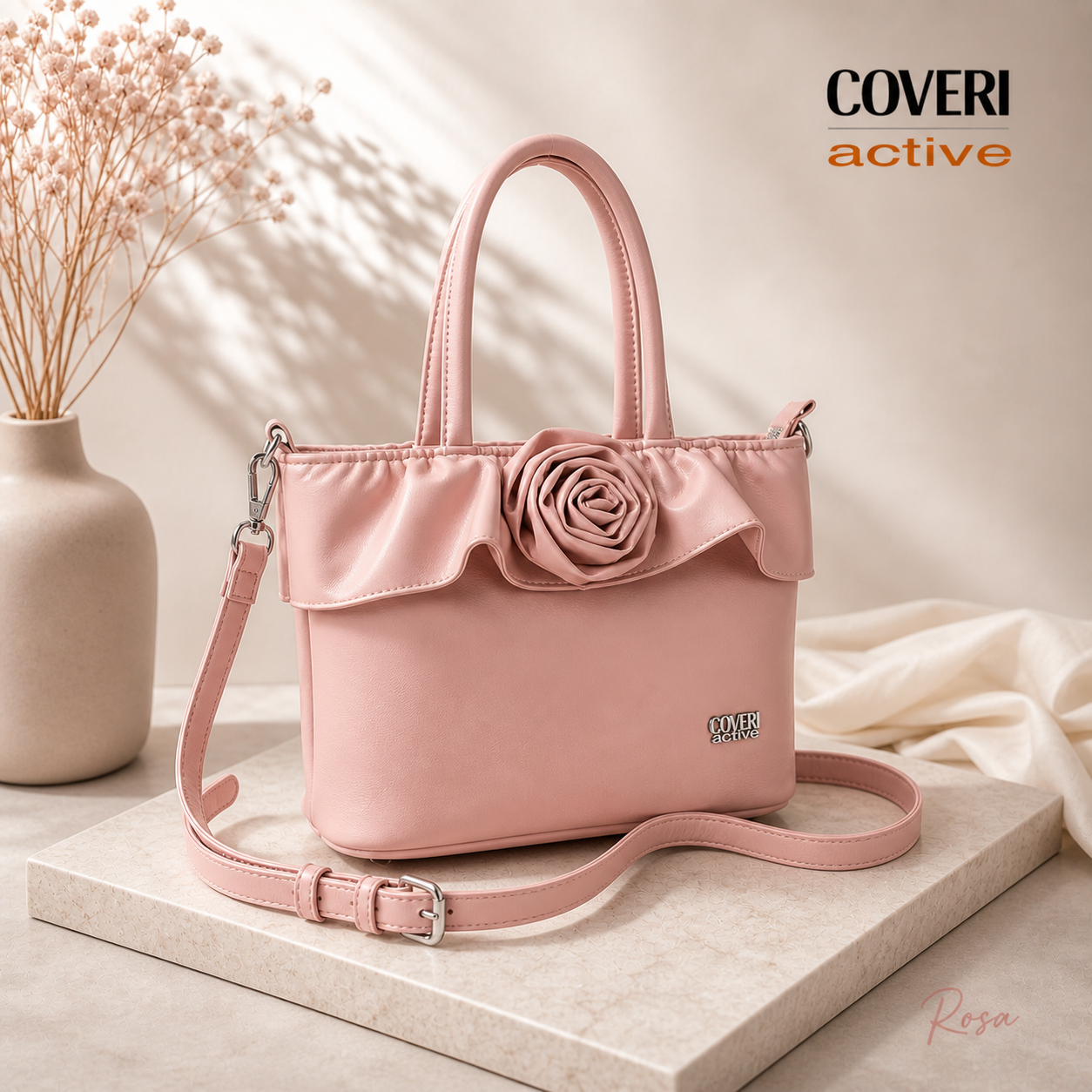 Coveri Active - Borsa Elegante con Dettaglio Fiore e Tracolla
