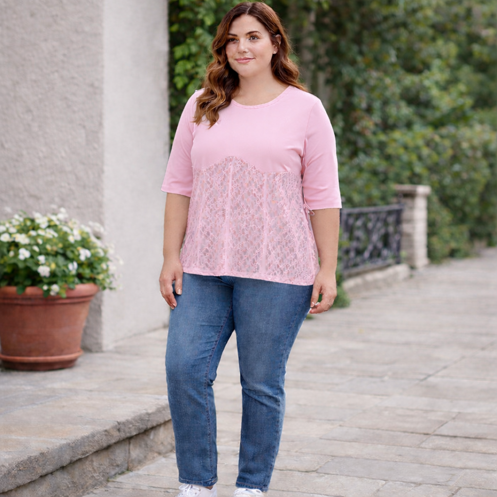 Maglia Curvy con Inserto in Pizzo