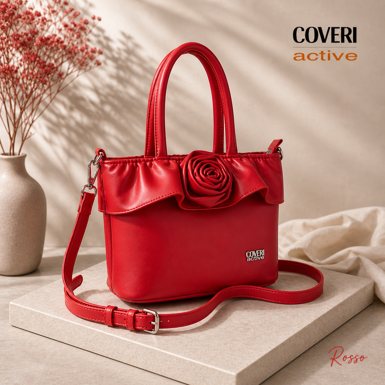 Coveri Active - Borsa Elegante con Dettaglio Fiore e Tracolla