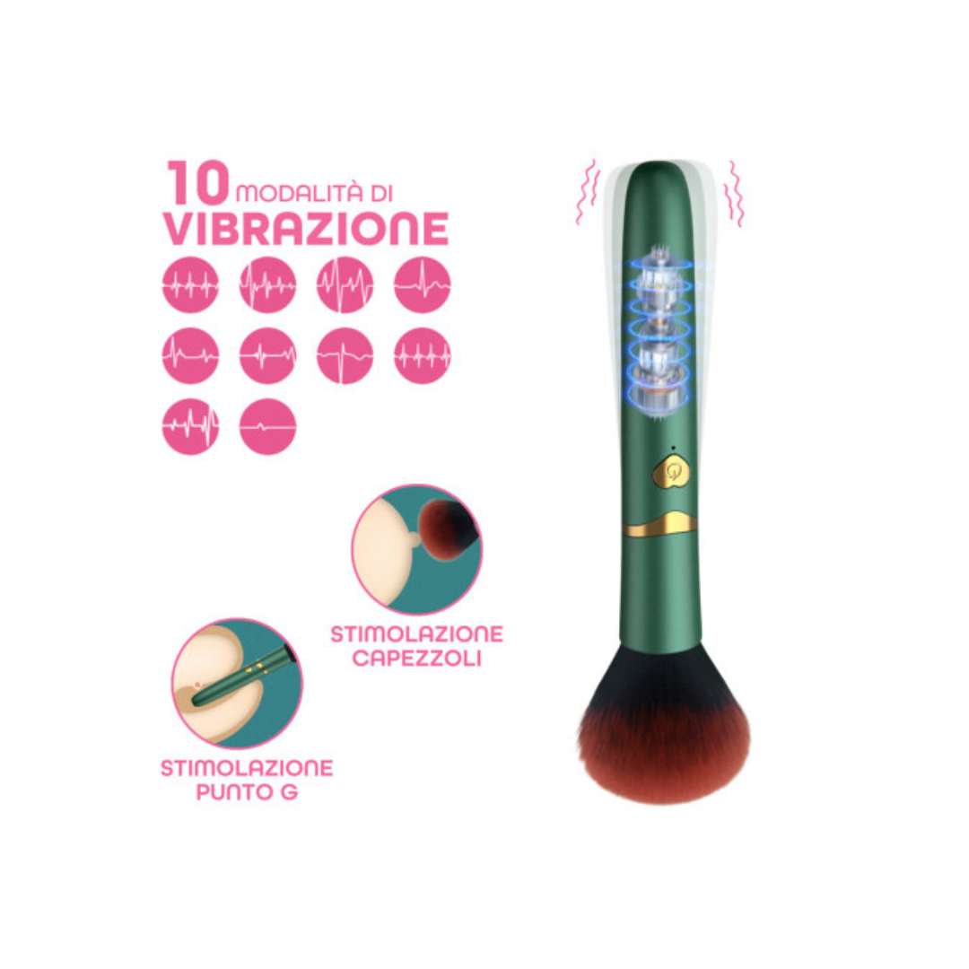 Vibratore a forma di Pennello Trucco con 10 Modalità di Vibrazioni Ricaricabile