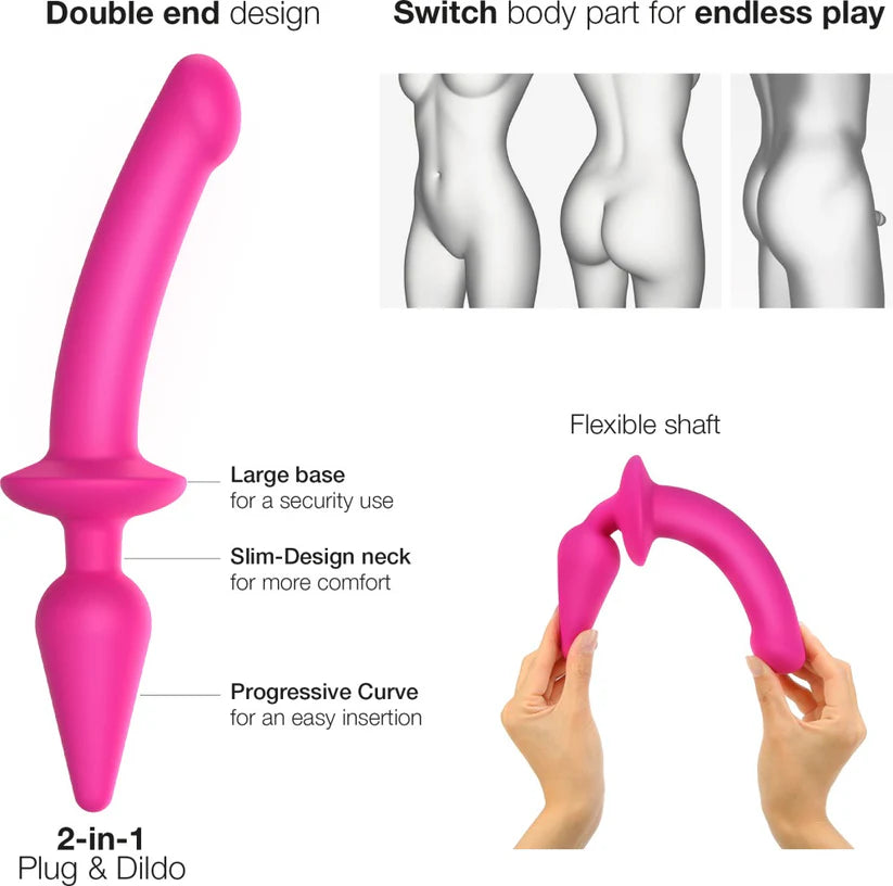 Switch Plug-in Semi-Realistic Dildo Fucsia