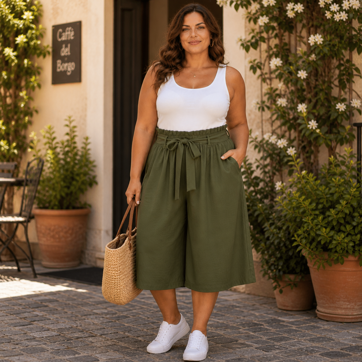 Pantalone Palazzo Corto Curvy – Tessuto Leggero