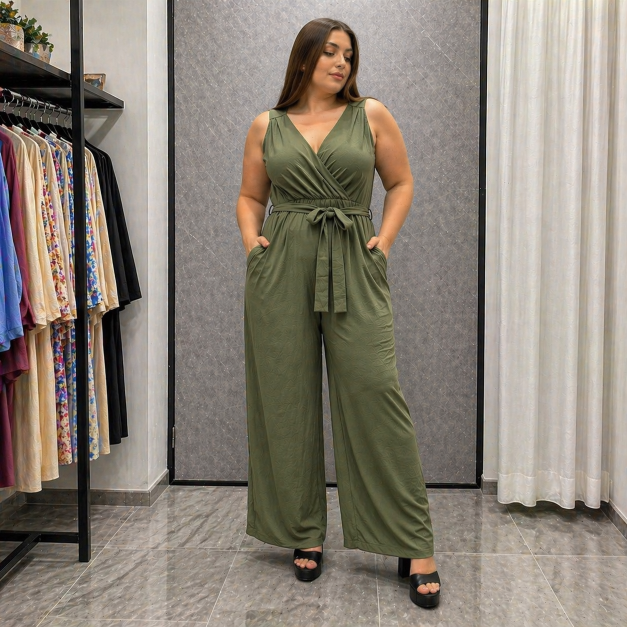 Tuta Jumpsuit Curvy con Cintura