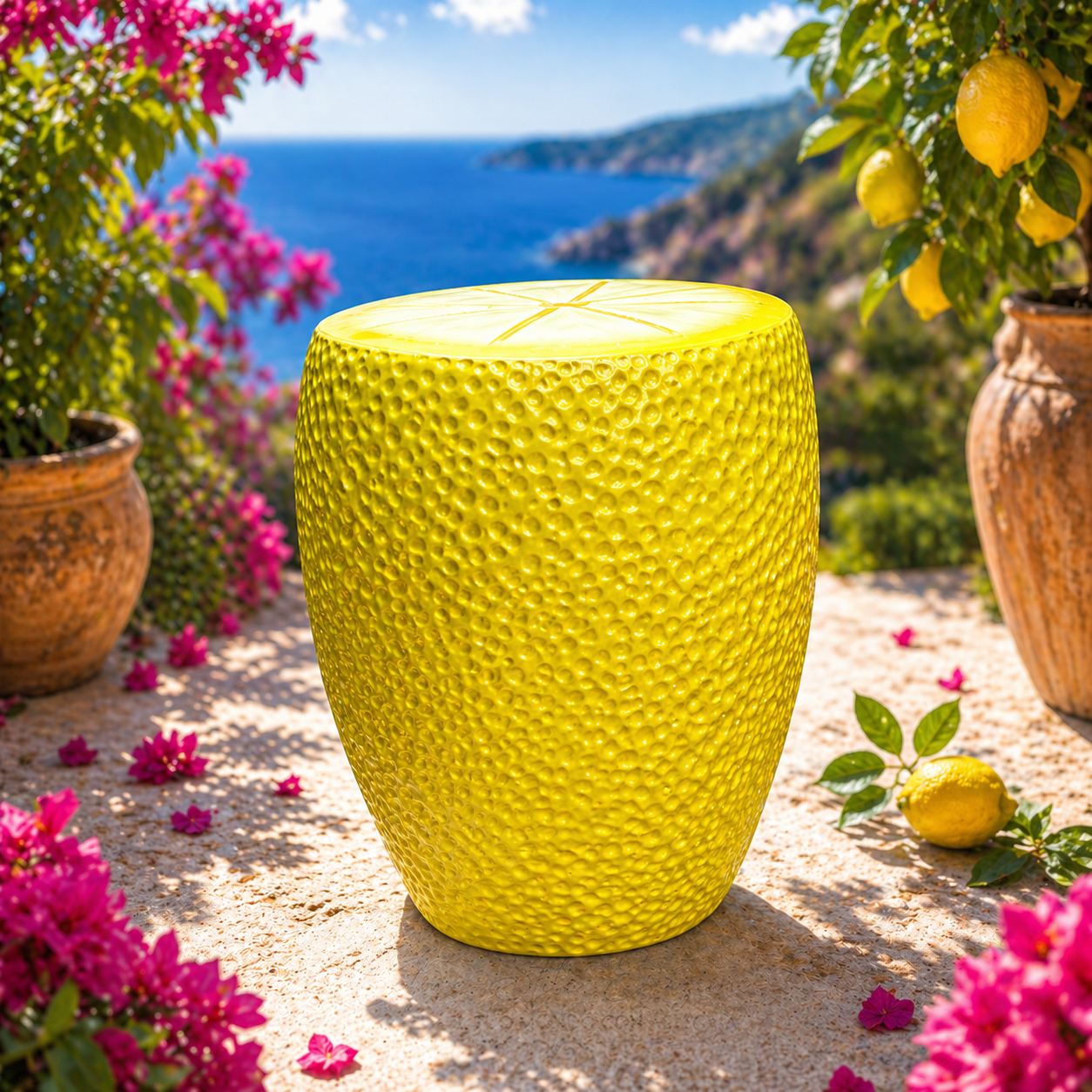 Sgabelli Decorativi in Ceramica Limone e Fragola – Linea Felicia