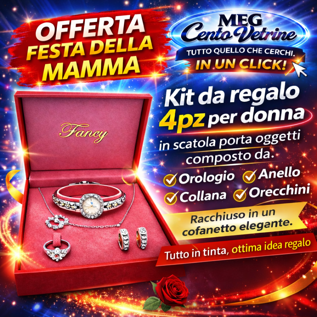 SET REGALO PER DONNA OROLOGIO ORECCHINI COLLANA ANELLO IN COFANETTO ELEGANTE