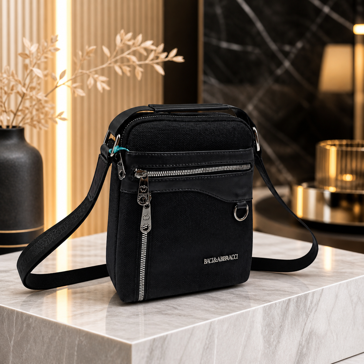 Borsa a Tracolla Uomo Nera – Compatta Multitasche
