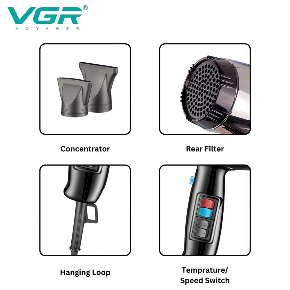 Asciugacapelli Professionale VGR V-466 2400W Ionico Parrucchiere Shop