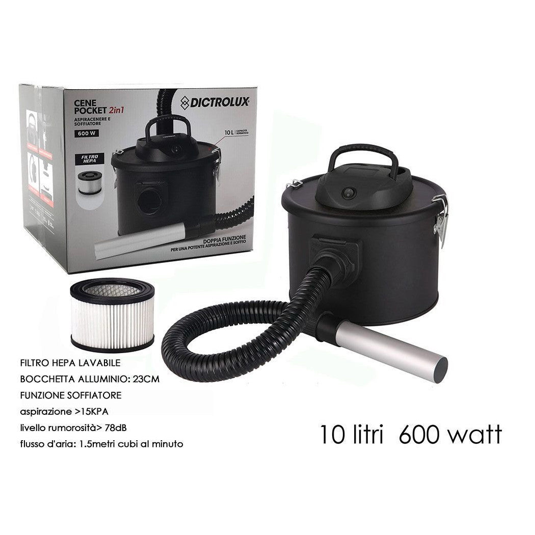 ASPIRACENERE PROFESSIONALE DOPPIA FUNZIONE SOFFIATORE FILTRO HEPA LAVABILE 600W 10LT