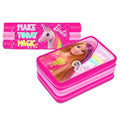 ASTUCCIO 3 ZIP CERNIERE PORTAPASTELLI MATITE SCUOLA BARBIE MAKE TODAY MAGIC