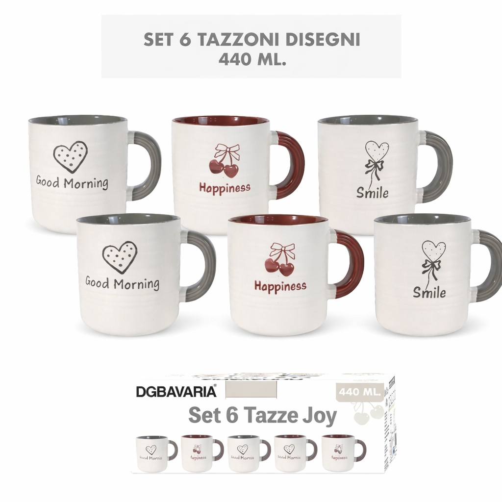 Set 6 tazze in ceramica “Joy” DG Bavaria 440 ml