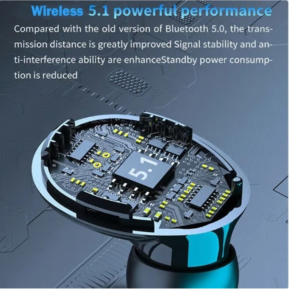 AURICOLARI SPORTIVI WIRELESS TWS CUFFIE BLUETOOTH 5.1 IMPERMEABILI SUONO AD ALTA FEDELTÀ