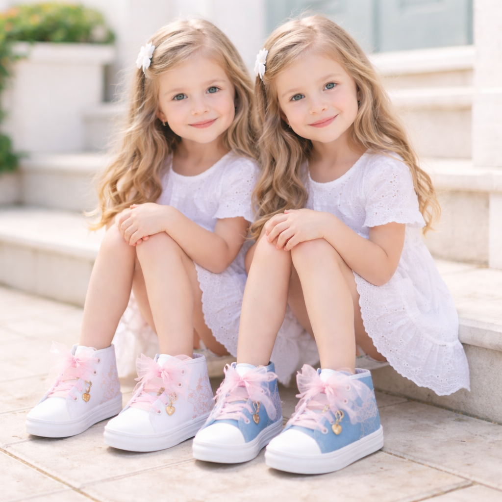 Sneakers Bambina Alte con Fiocco e Cuoricino