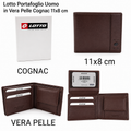 Lotto Portafoglio Uomo in Vera Pelle Cognac 11x8 cm