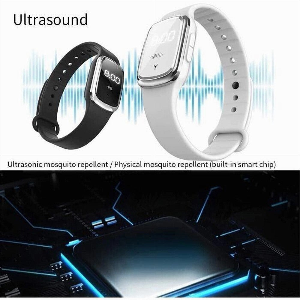 BRACCIALE REPELLENTE PER ZANZARE AD ULTRASUONI OROLOGIO DISPOSITIVO ANTIZANZARE