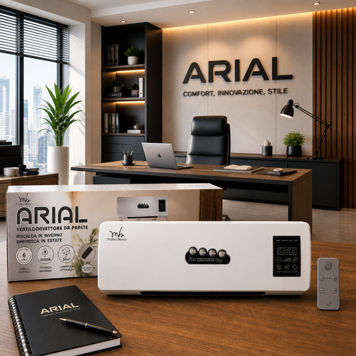 ARIAL – Ventilconvettore da Parete Caldo/Freddo 2000W con Telecomando