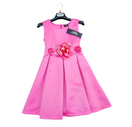 Abito elegante da ragazza NOIR rosa con applicazione floreale in vita
