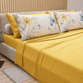 Completo Letto Matrimoniale in Cotone Giallo con Federe Floreali – Diodor