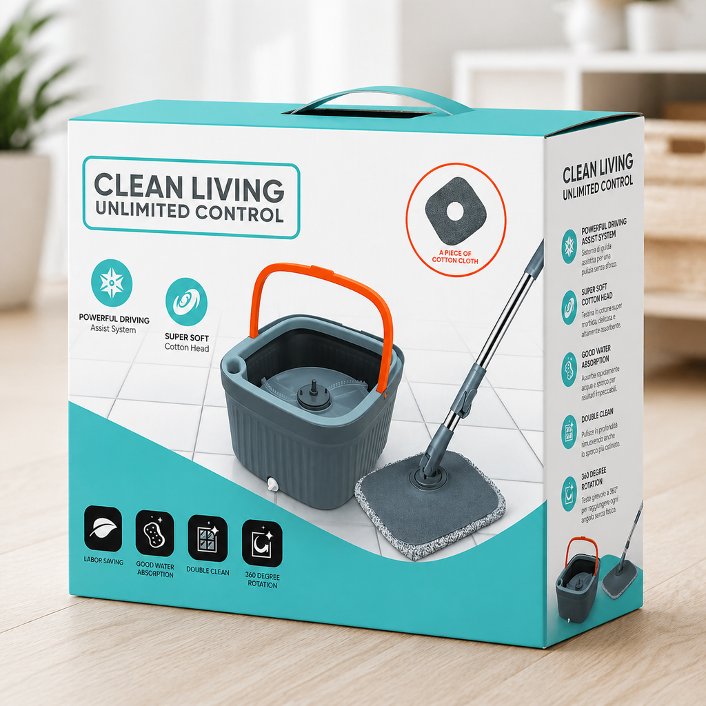 Sistema Lavapavimenti con Secchio e Mop – Clean Living