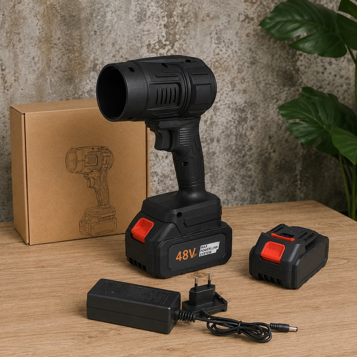 Soffiatore ad Alta Potenza 48V con 2 Batterie