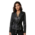 Blazer donna in ecopelle con cintura